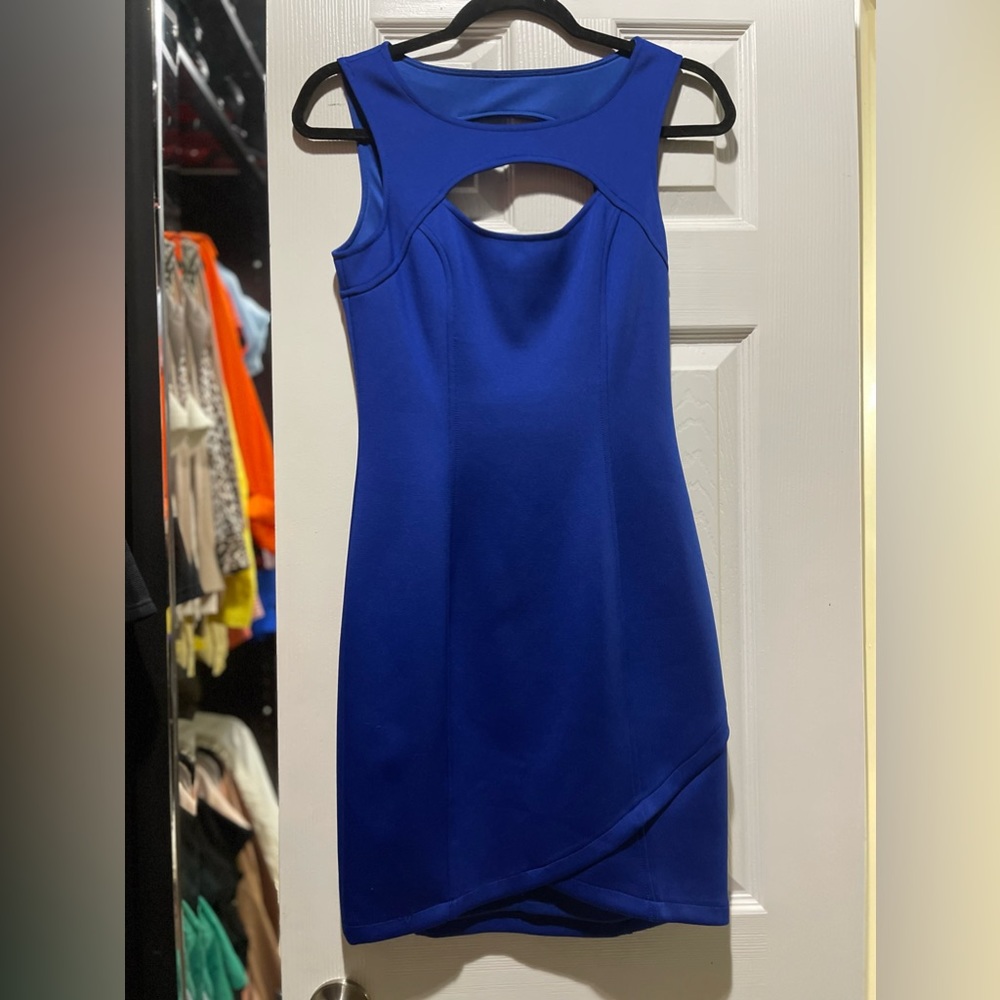 Guess brand blue form fitting dress.